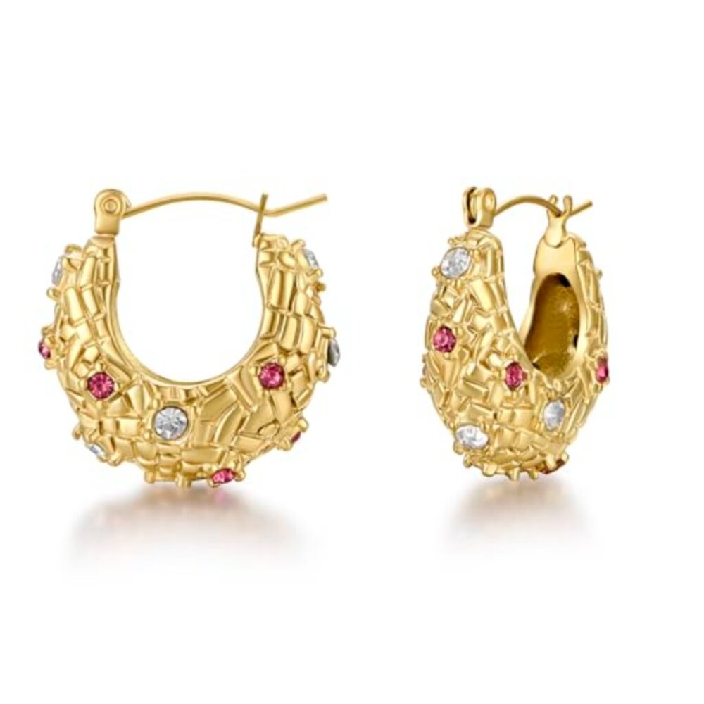 Lightweight cult gaia 14k Gold plated Earrings Elegant Chunky Hoops